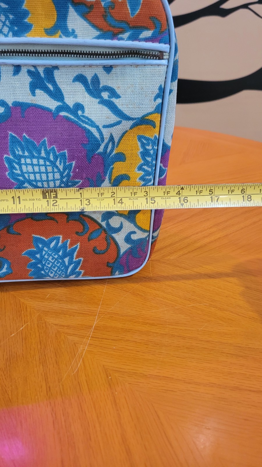 VINTAGE Blue Penguin Travelers Suitcase Multicolor Floral 60s Made in Japan