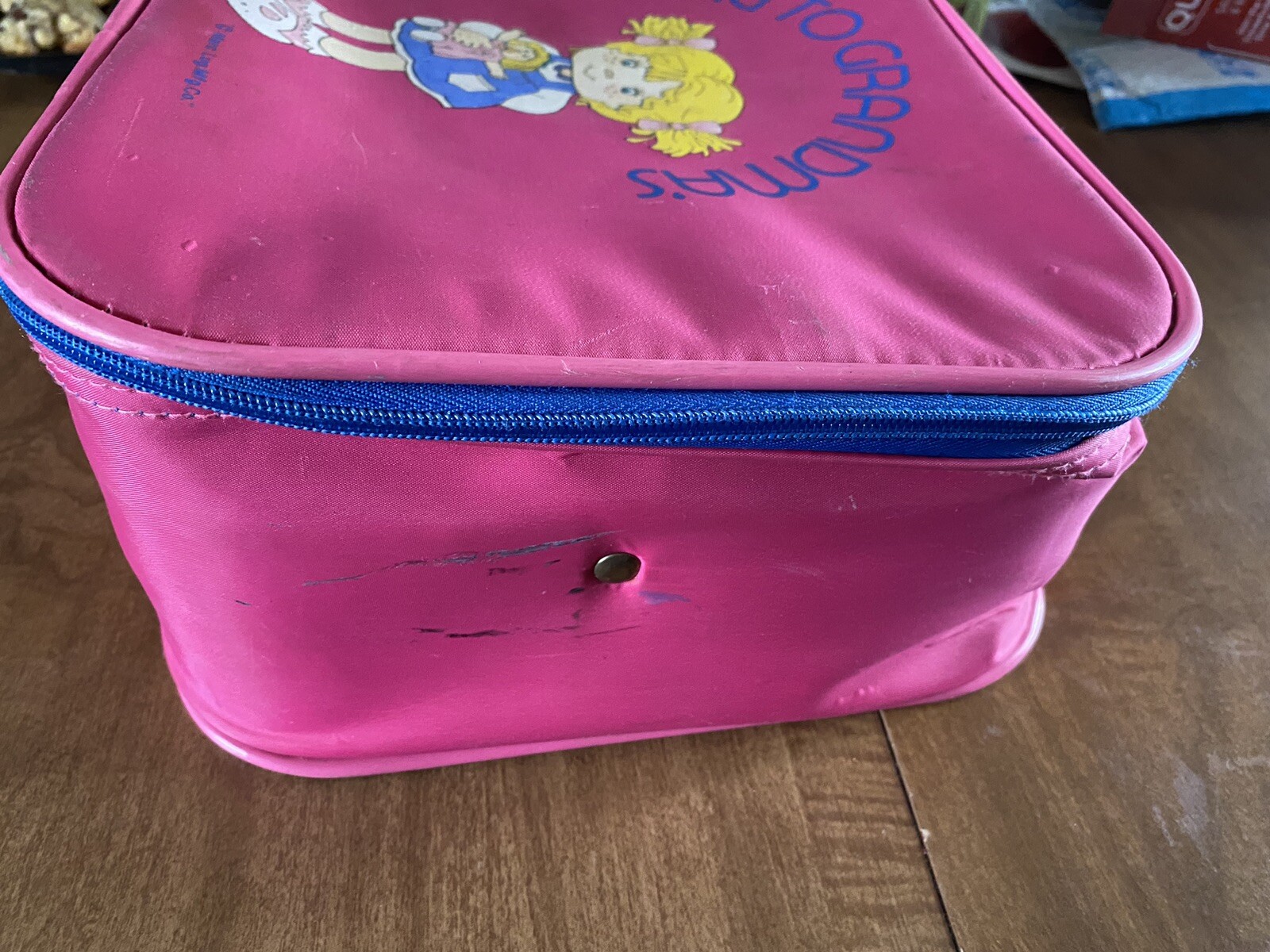 VINTAGE MERCURY LUGGAGE GOING TO GRANDMA’S KID’S SUITCASE PINK CAT GRANDMA