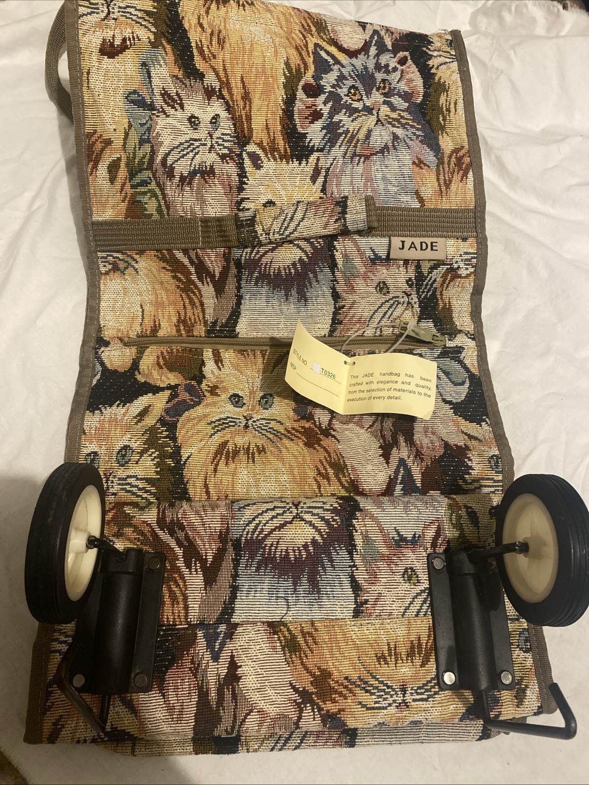 vintage Pioneer Express collapsible tapestry rolling tote bag
