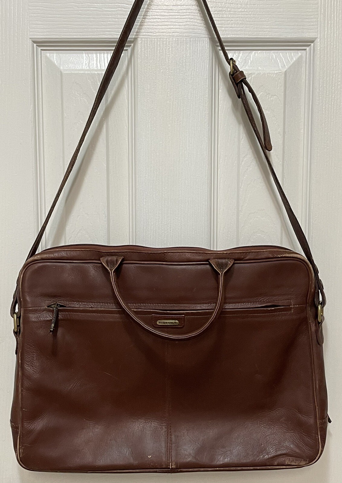HIDESIGN Leather Laptop Bag ~Business Briefcase Satchel Brown Distressed Vintage